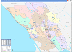 Santa Rosa Metro Area Wall Map Color Cast Style 2026